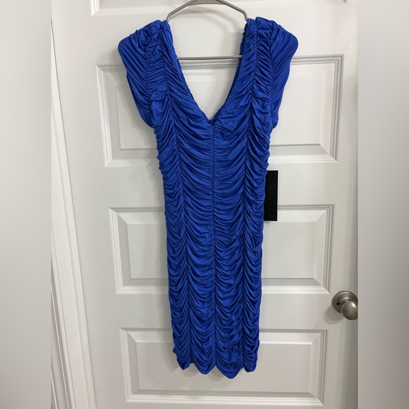 Bebe Elegant Blue Ruched Dress - Picture 4 of 6